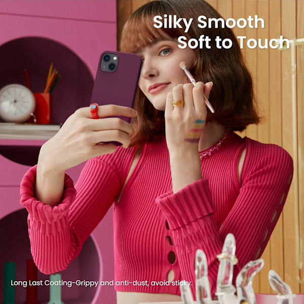 iPhone 13 Case Liquid Silicone Ultra Thin Full Coverage Shockproof Protective Soft Case for 6.1 Inch Red Wine - Image 6