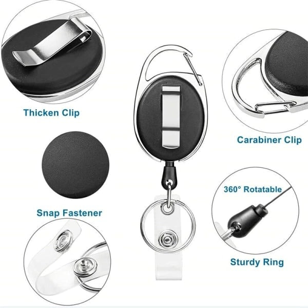 Retractable ID Card Holder Keychain with 3 Slots, Key Ring for Keys, Compatible with Most ID Cards - Image 5