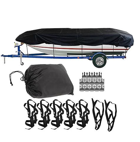 Square Boat 17-20FT (625cm × 360cm):Boat Cover Trailerable Marine Grade 210D grey - Image 2