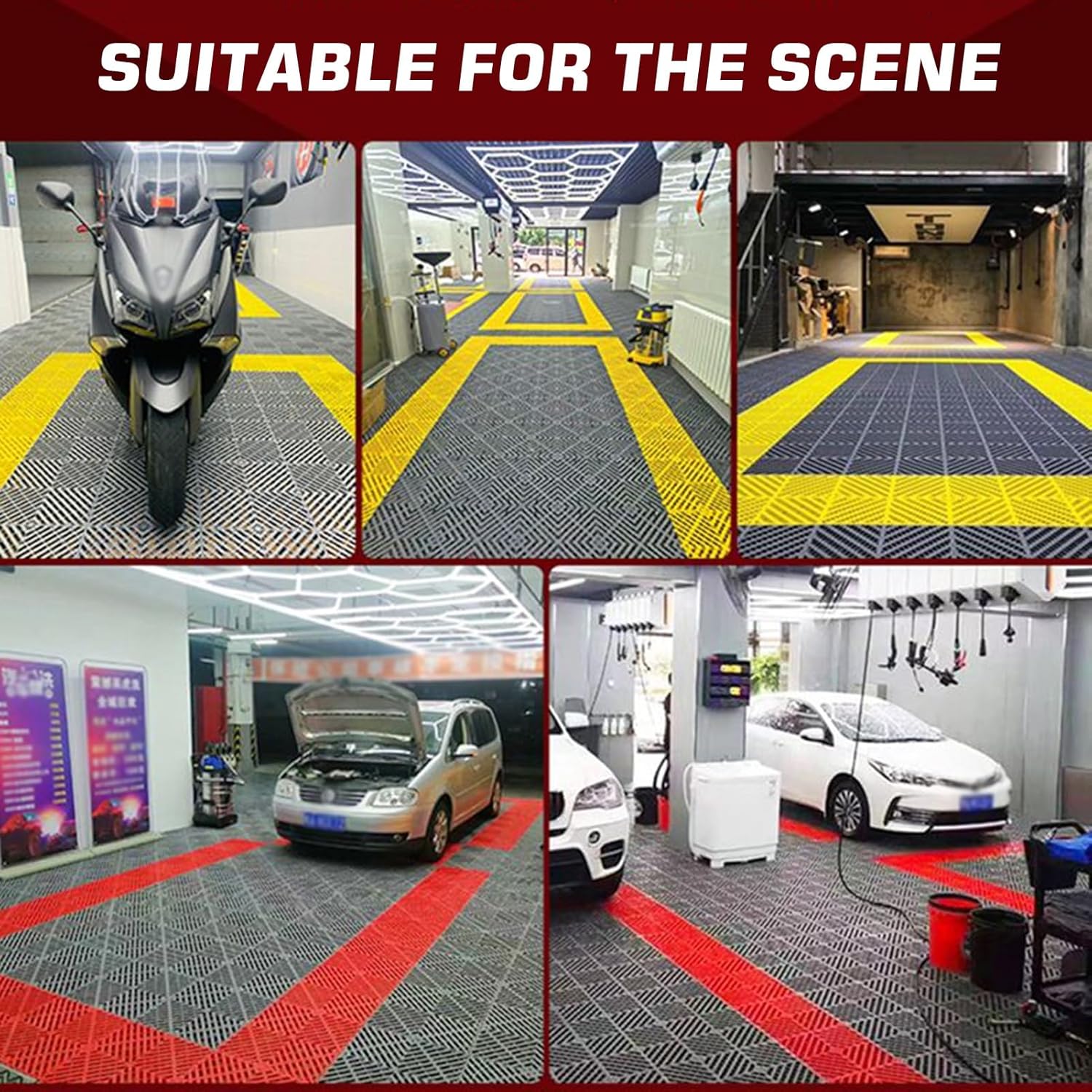 1.8 cm thick plastic interlocking floor tiles/grilles for car wash bays and car detailing shops - plastic divider mats - black （1pc） - Image 4