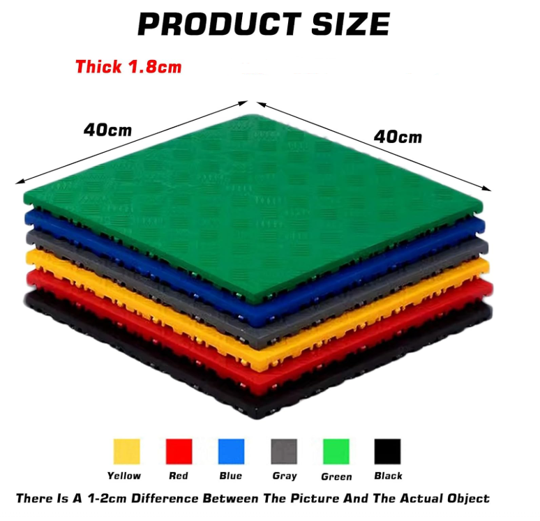 1.8 cm thick plastic interlocking floor tiles/grilles for car wash bays and car detailing shops - plastic divider mats - gray （1pc） - Image 2