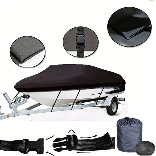 12-14ft Boat Cover Trailerable Marine Grade 600D Black - Image 2