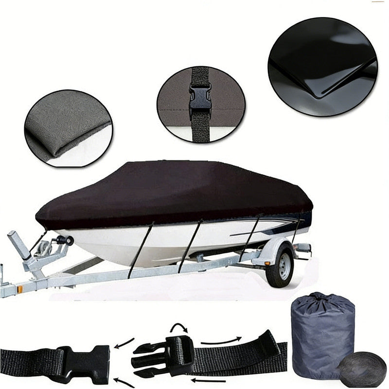 14-16ft Boat Cover Trailerable Marine Grade 600D Black - Image 2