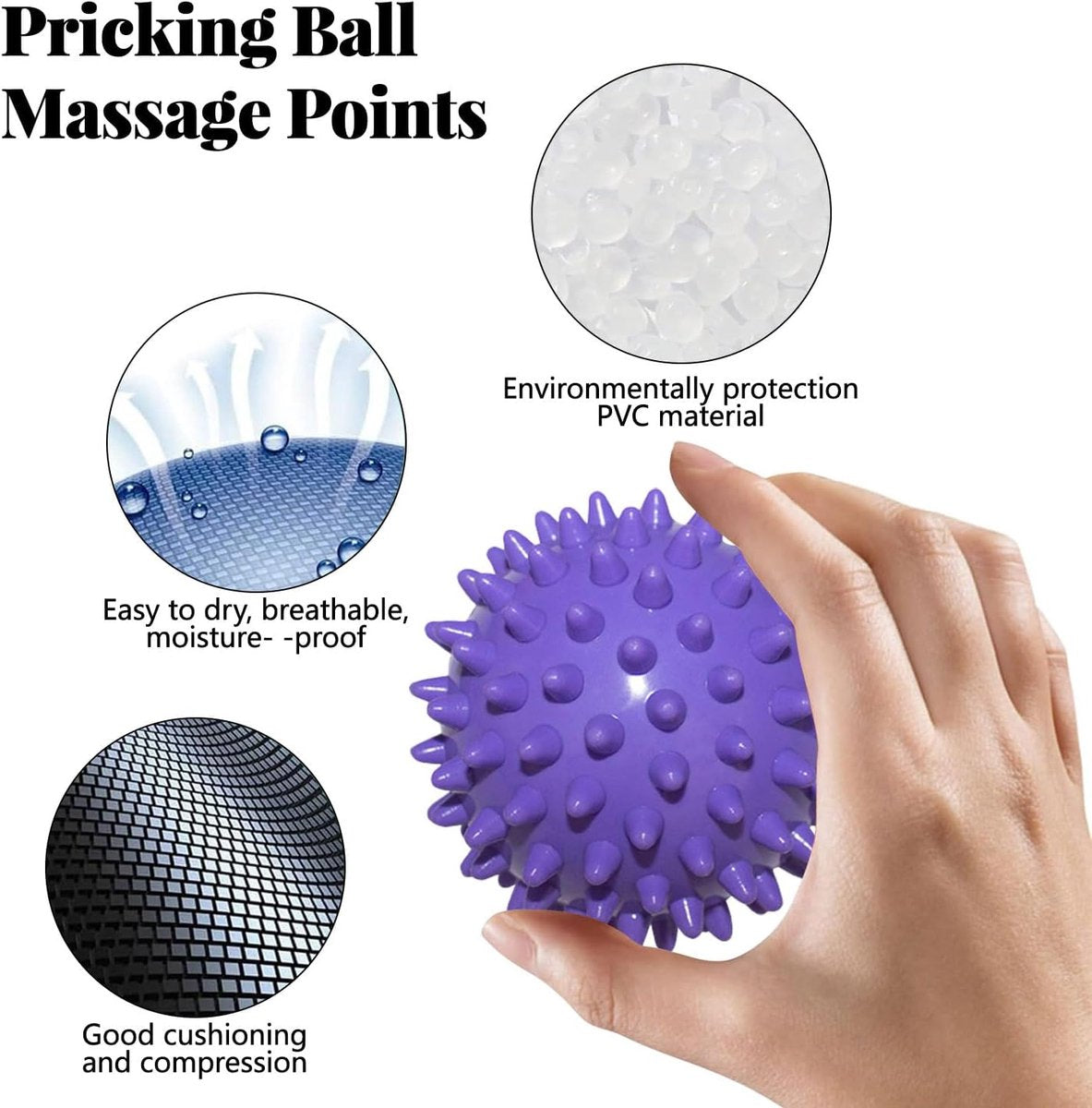 Massage Balls (Set of 2) - Trigger Point Balls - Massage Balls with Relief Points - Pointed Balls - Hedgehog Balls - Massage Balls - Trigger Point Exercise Balls - For Massaging Hand, Leg, Shoulder, Hip and Foot Muscles (Green/Purple 7.5 cm) - Image 2