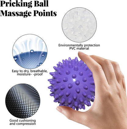 Massage Balls (Set of 2) - Trigger Point Balls - Massage Balls with Relief Points - Pointed Balls - Hedgehog Balls - Massage Balls - Trigger Point Exercise Balls - For Massaging Hand, Leg, Shoulder, Hip and Foot Muscles (Green/Purple 7.5 cm) - Image 2