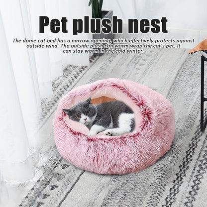 Cat Bed - Cave Cat Basket 40cm - Calming and Anti-Anxiety - For Small Dogs/Cats - Donut - Pink - Image 2