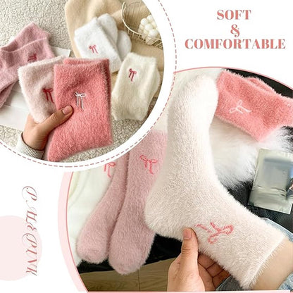 5 pairs of fleece socks for women - Comfortable lace-up socks - Warm winter socks - Thick fleece socks for home use - Warm winter socks - Soft sleeping socks - Lounge socks - Christmas gift - Birthday gift - Image 4