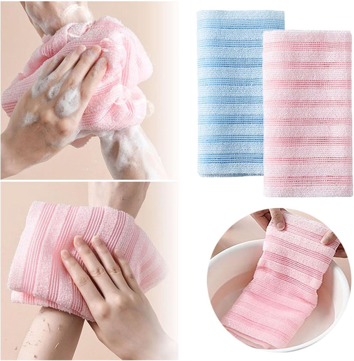 Back Scrubber Set | 2-Piece Exfoliating Shower Towel | Extra Long Exfoliating Washcloth for Men and Women - Scrub Cloth for Body Cleansing and Massage (Blue) - Image 6