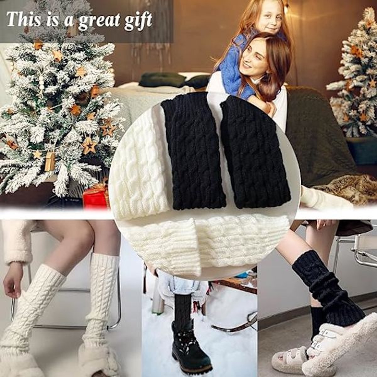 Women's Socks - Knitted Leg Warmers for Women - Winter Socks - Plain Striped Leg Warmers - Warm Winter Socks - Party Leg Warmers - 4-Pack - Image 5