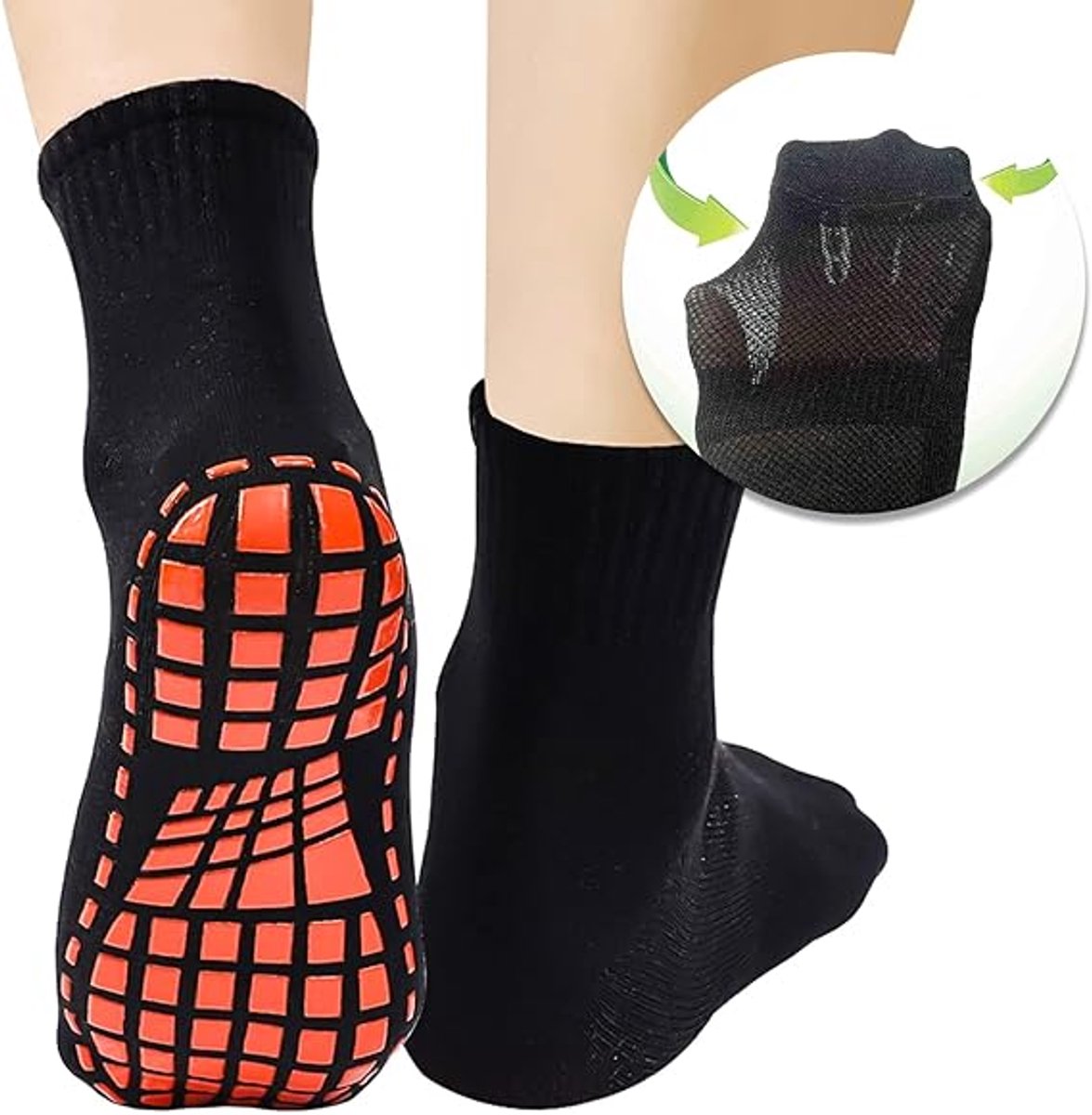 Yoga Socks - 2 Pairs of Non-Slip Socks - Barefoot - Yoga Socks - Non-Slip - Pilates - Home - Socks with Embossed Dots - Black - Navy Blue - Image 3