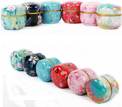 Tea Box | Tea Box - Round Tins - Vintage - 6-Pack - 10 oz Tea Box Loose Tea | Vintage style storage containers for loose tea and herbs, coffee beans, spices, and sugar - Style A - Image 3