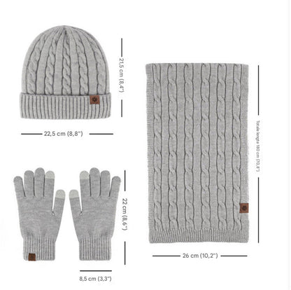Hat, Scarf and Glove Set - Three-Piece Winter Set for Men: Knitted Hat, Scarf and Gloves - Warm Knitted Hat for Men - Thick Knitted Hat - Scarf - Gloves - Three-Piece Set - Christmas Gift - Birthday Gift - Image 3