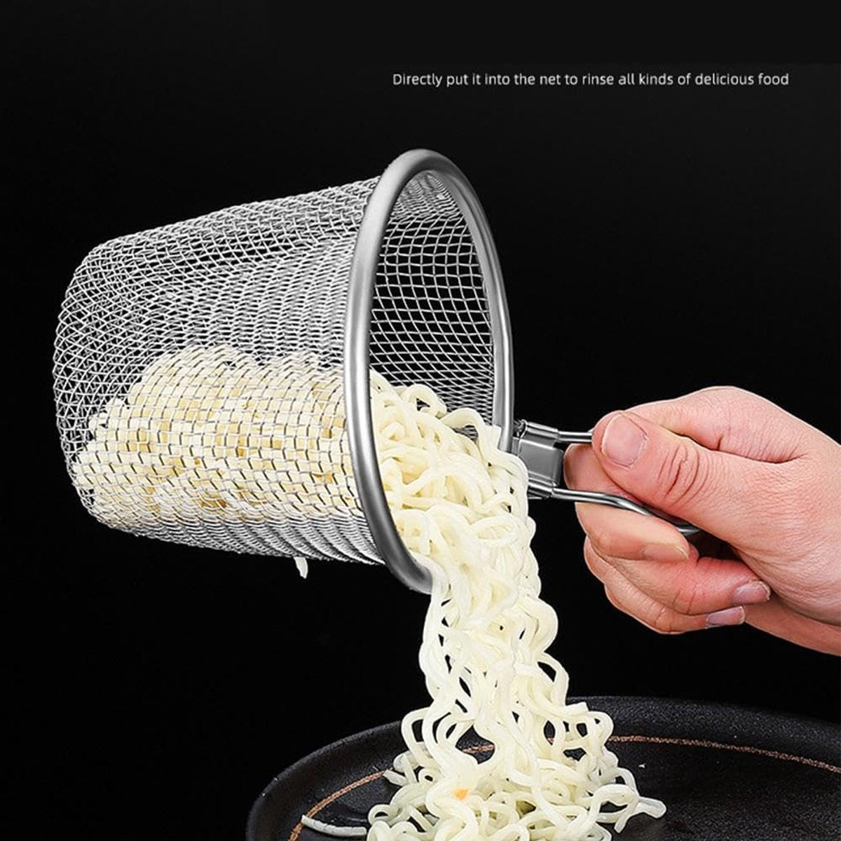 Stainless Steel Pasta Basket - Cooking Basket with Pasta Clamp - Hanging Strainer - Kitchen Utensils Suitable for Pasta, Ramen, Pho and Vegetables - Image 2