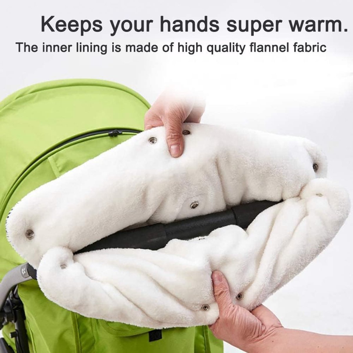 Fleece Stroller Gloves - Waterproof, Windproof, Frost-Resistant, Thickened and Warm - Winter Stroller Gloves (Black) - Image 2