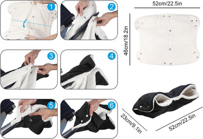 Fleece Stroller Gloves - Waterproof, Windproof, Frost-Resistant, Thickened and Warm - Winter Stroller Gloves (Black) - Image 7
