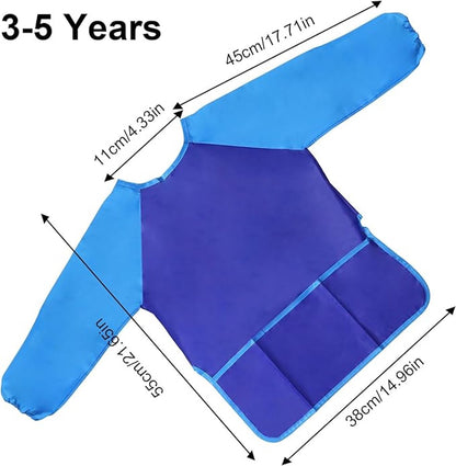 2-pack children's aprons - waterproof aprons for boys/girls - craft aprons for children - with sleeves and pockets (38 * 55 cm) - Image 2