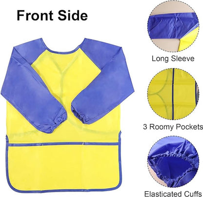 2-pack children's aprons - waterproof aprons for boys/girls - craft aprons for children - with sleeves and pockets (38 * 55 cm) - Image 3