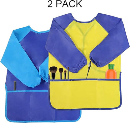 2-pack children's aprons - waterproof aprons for boys/girls - craft aprons for children - with sleeves and pockets (38 * 55 cm) - Image 6