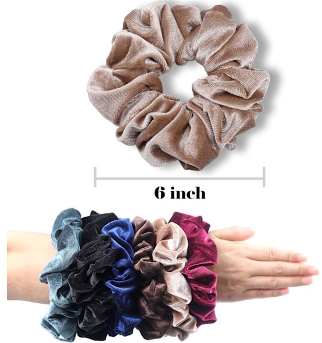 Scrunchies - Extra Large Scrunchies for Women with Thick Hair - Premium Velvet Large Scrunchies - Pack of 6 - Image 4