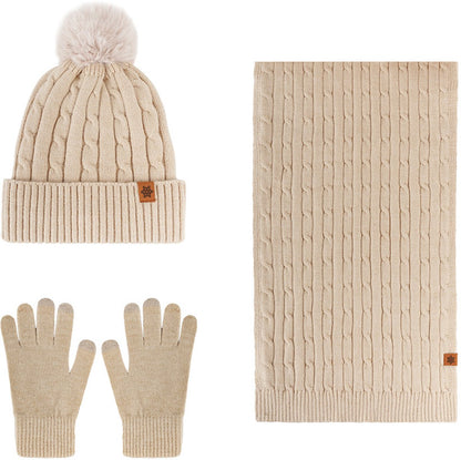 3-in-1 Hat, Scarf & Gloves for Women - Winter Warmth - Cycling Ear Warmers - Knitted Hat, Scarf & Gloves - Beige - Christmas Gift - Birthday Gift - Image 2