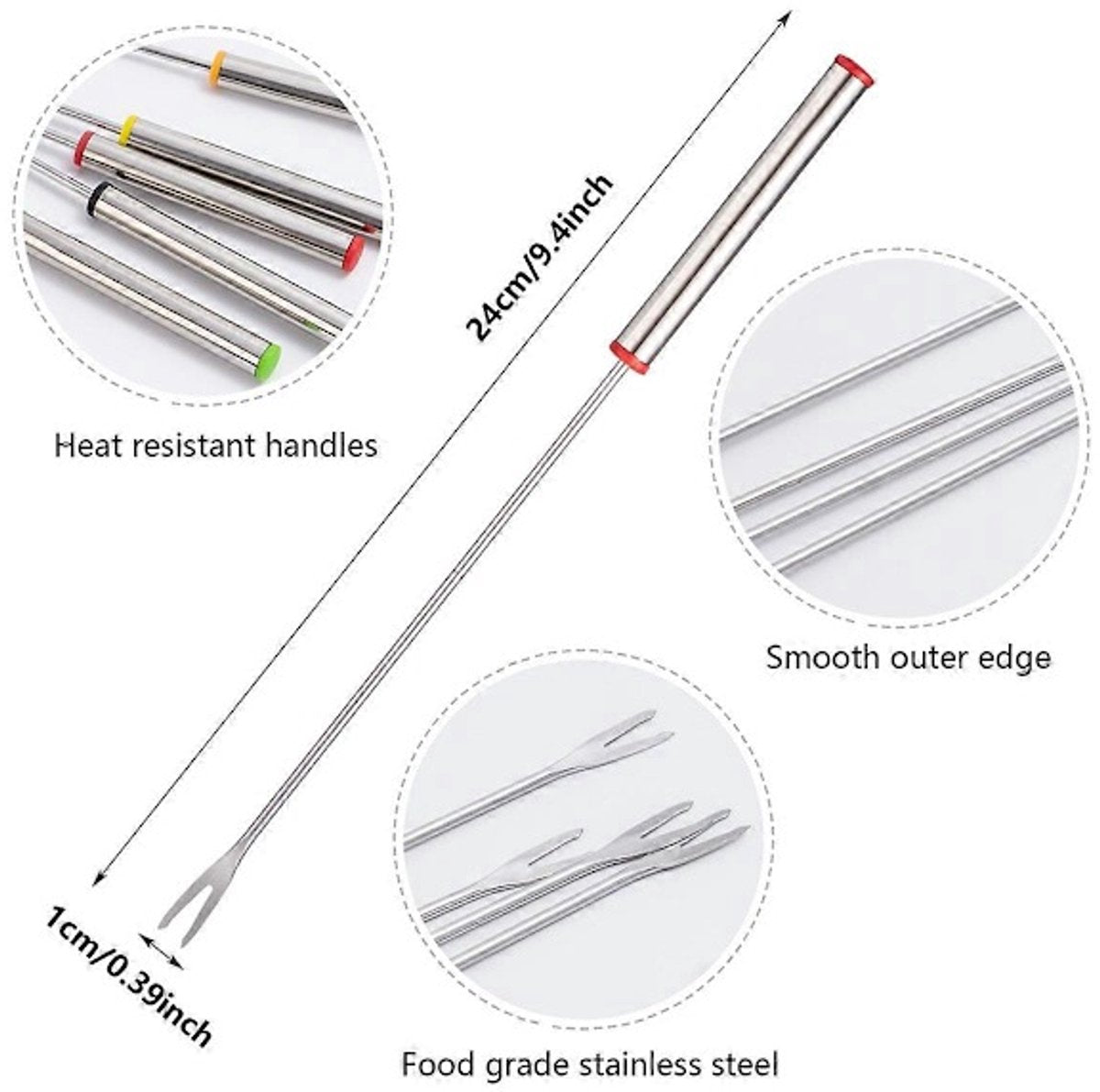 Stainless Steel Fondue Forks - Cheese Fondue Forks, Fruit Forks Stainless Steel - 12 Pieces, 24 cm - Image 2