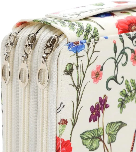 Pencil Case - Large Capacity | Colored Pencils | Pencils | Zippered - Three-Layer Pencil Case - Pencil Storage Bag - Holds 120 Pencils - White - Image 2