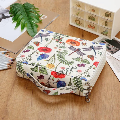 Pencil Case - Large Capacity | Colored Pencils | Pencils | Zippered - Three-Layer Pencil Case - Pencil Storage Bag - Holds 120 Pencils - White - Image 3