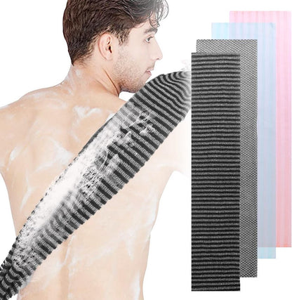 Back Scrubber Set | 2-Piece Exfoliating Shower Towel | Extra Long Exfoliating Washcloth for Men and Women - Scrub Cloth for Body Cleansing and Massage (Black-A) - Image 3