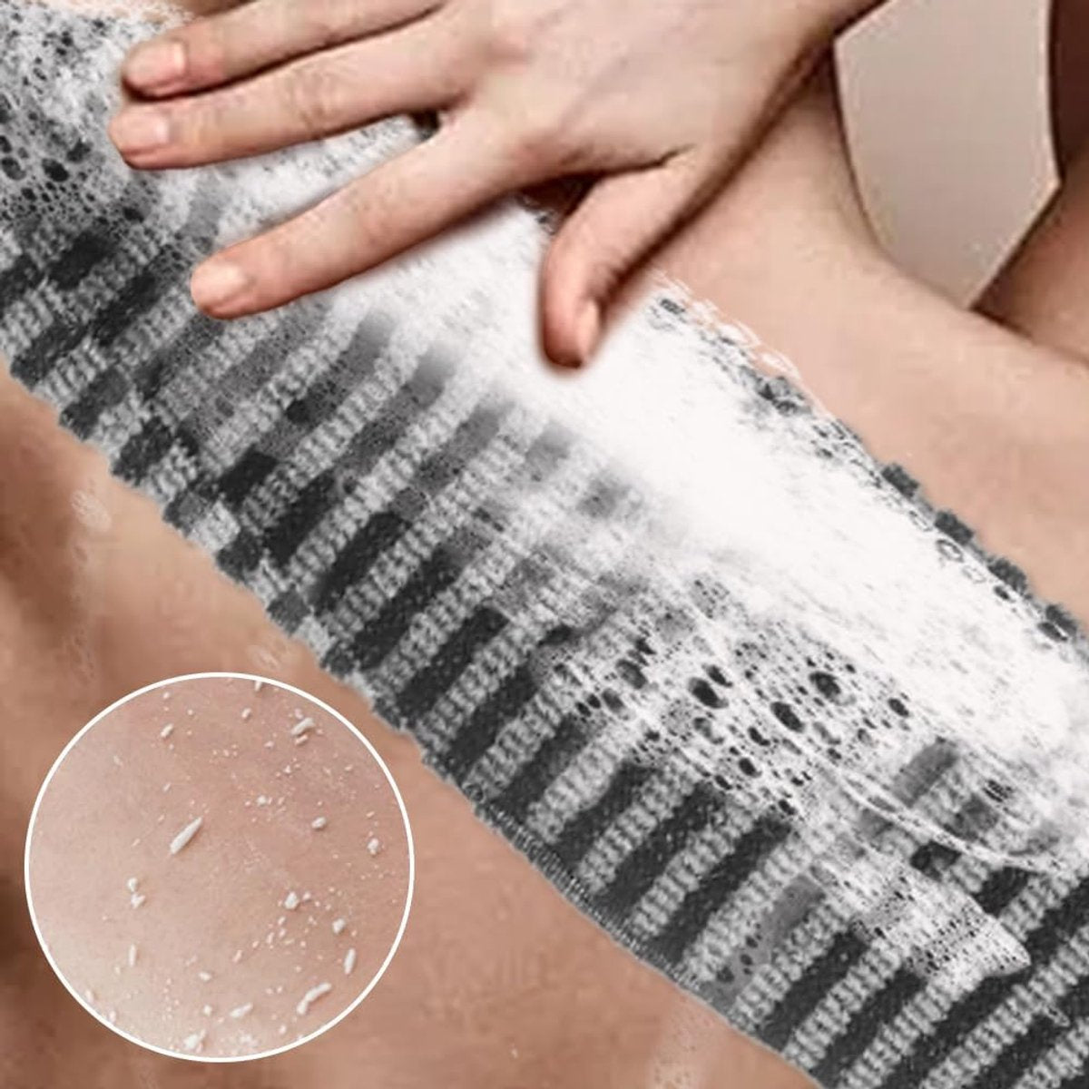 Back Scrubber Set | 2-Piece Exfoliating Shower Towel | Extra Long Exfoliating Washcloth for Men and Women - Scrub Cloth for Body Cleansing and Massage (Black-A) - Image 4
