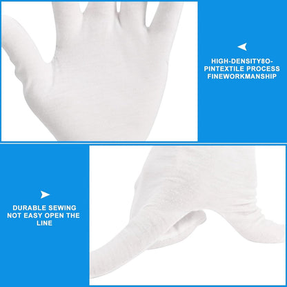 Gloves - 3 pairs - White cotton gloves - Suitable for dry hands - Can be worn while sleeping - High-quality cotton gloves - Unisex white gloves - Gloves with rounded corners - Image 2