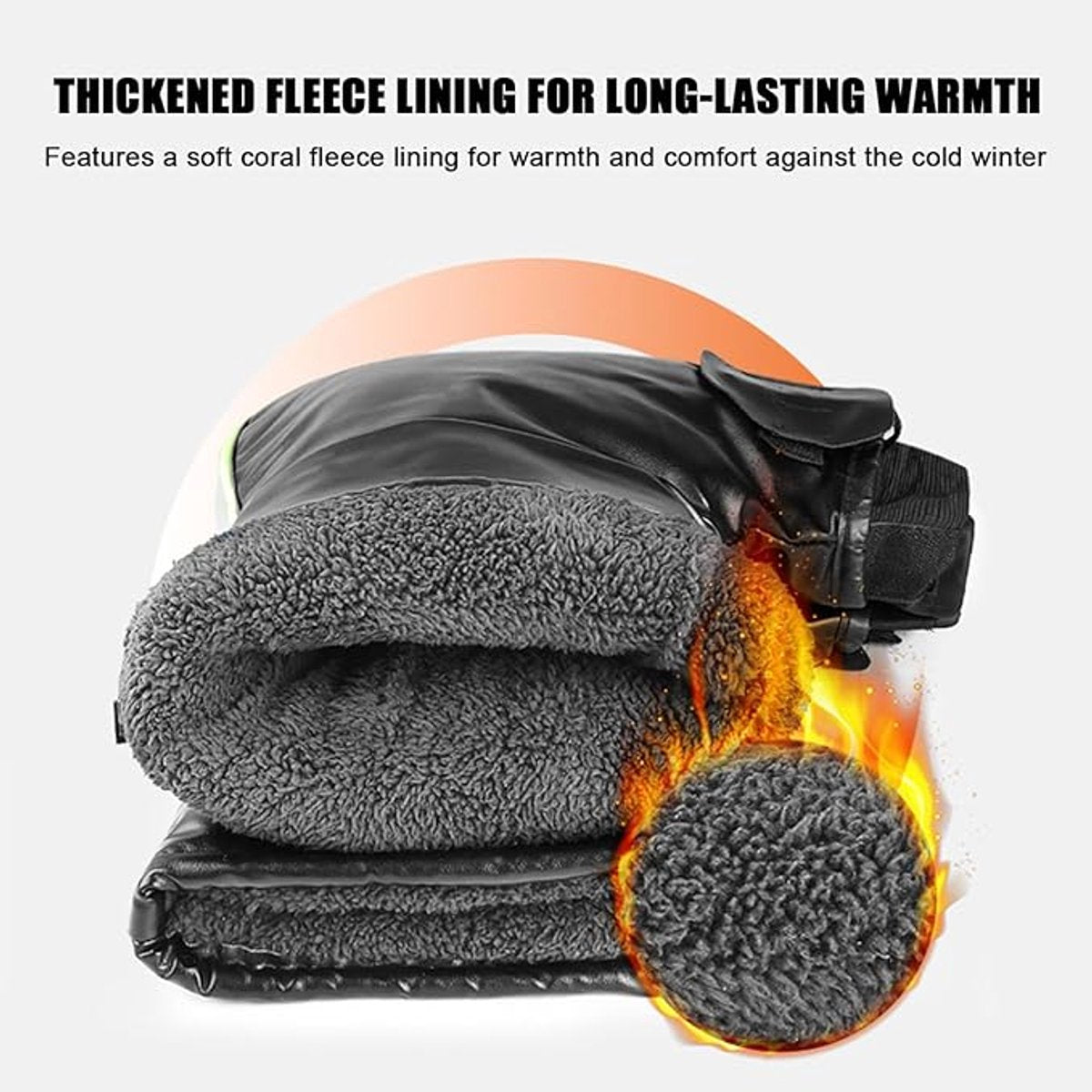 Cycling Gloves - 1 Pair - Extra Padded Cycling Gloves - Warm Gloves - Cycling Gloves - Scooter Gloves - Hand Warmers - Bicycle Accessories - With Reflective Strips - Winter - Windproof - Waterproof （Black） - Image 2