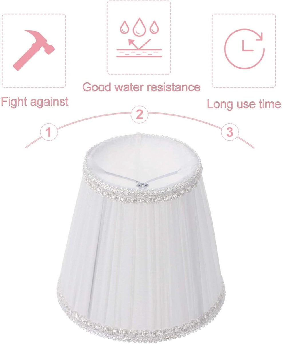Lampshade - Table Lampshade - White Pleated Tubular Lampshade - Small - Suitable for Table Lamps and Floor Lamps - 13.5x10cm - Image 2