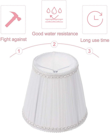 Lampshade - Table Lampshade - White Pleated Tubular Lampshade - Small - Suitable for Table Lamps and Floor Lamps - 13.5x10cm - Image 2