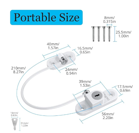 Window Locks - 4-pack window locks, window stops, child-proof window locks, door locks - White - Image 2
