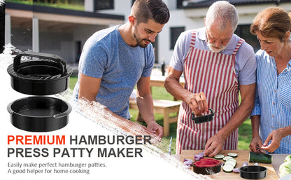 3-in-1 Hamburger and Hamburger Press - Hamburger Mold - Non-stick, Durable Patty Maker for Stuffed Burgers and Sliders - Easy to Clean - Black - Image 7