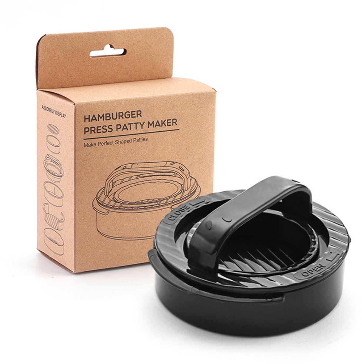 3-in-1 Hamburger and Hamburger Press - Hamburger Mold - Non-stick, Durable Patty Maker for Stuffed Burgers and Sliders - Easy to Clean - Black - Image 9