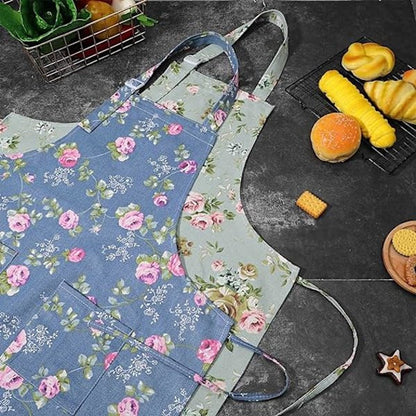 Aprons - Women's Kitchen - Adjustable Floral Apron with Large Pockets - for Cooking, Baking, Gardening - 2-Pack - Image 3