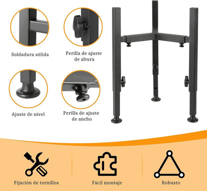 Dog Food Bowl Stand - Metal Elevated Dog Food Dispenser - Adjustable Dog Food Bowl Stand - Suitable for Large, Medium, and Small Dogs - Black (food bowl not included) - Image 2