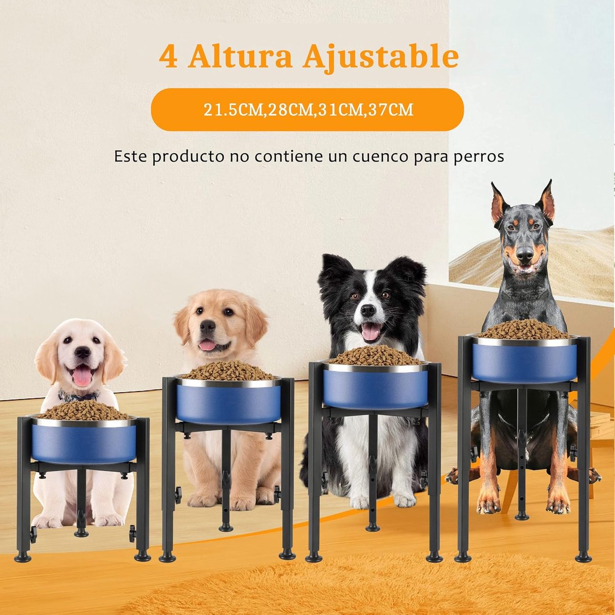 Dog Food Bowl Stand - Metal Elevated Dog Food Dispenser - Adjustable Dog Food Bowl Stand - Suitable for Large, Medium, and Small Dogs - Black (food bowl not included) - Image 5