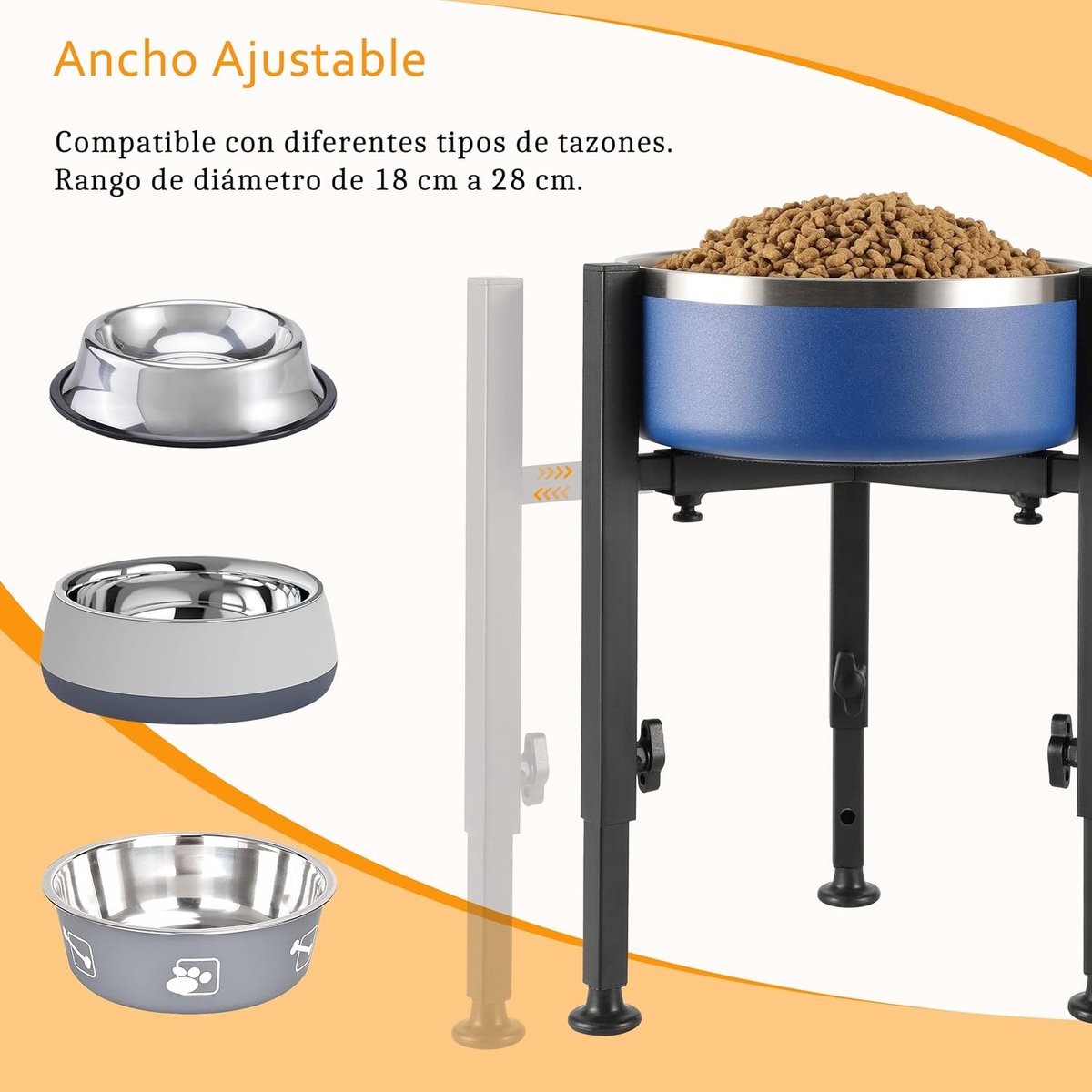 Dog Food Bowl Stand - Metal Elevated Dog Food Dispenser - Adjustable Dog Food Bowl Stand - Suitable for Large, Medium, and Small Dogs - Black (food bowl not included) - Image 6