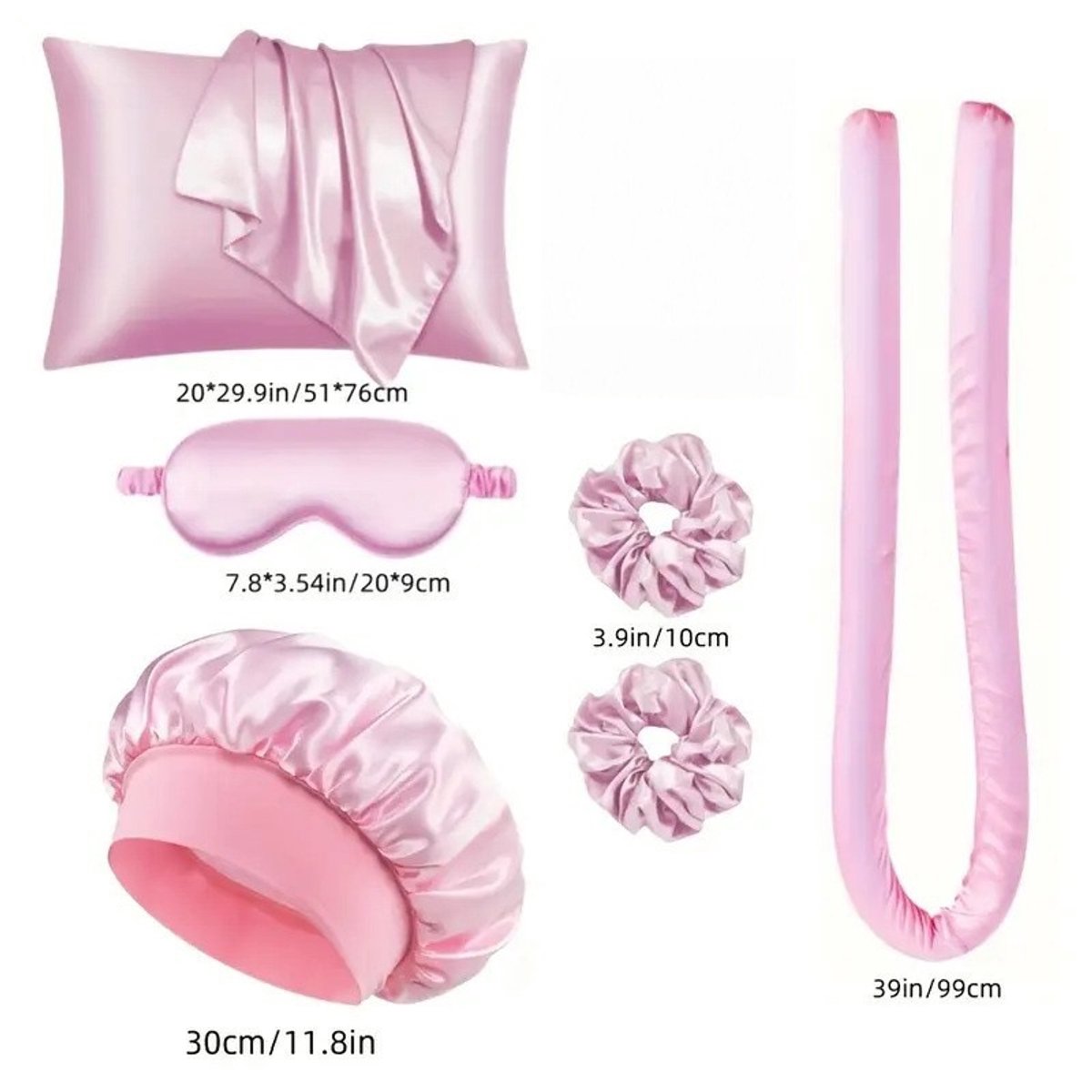 Hair Rollers - 9-Piece - Heatless Curling Iron - Heatless Curls - Curls without Heat - Includes Hair Clip and Satin Sleep Cap (Pink) - Image 9