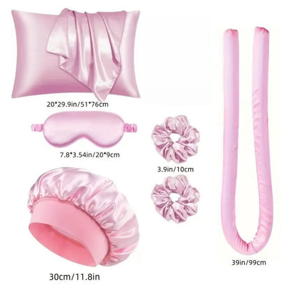 Hair Rollers - 9-Piece - Heatless Curling Iron - Heatless Curls - Curls without Heat - Includes Hair Clip and Satin Sleep Cap (Pink) - Image 9