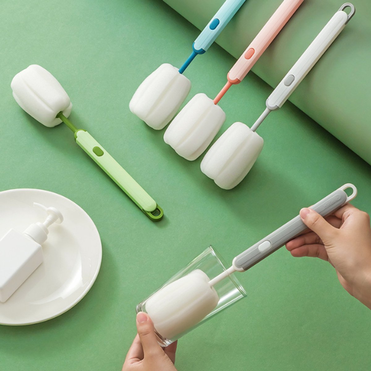 Brush - Detachable sponge brush - Long-handled bottle brush - Suitable for coffee cups, glasses and other kitchen utensils. - Image 2