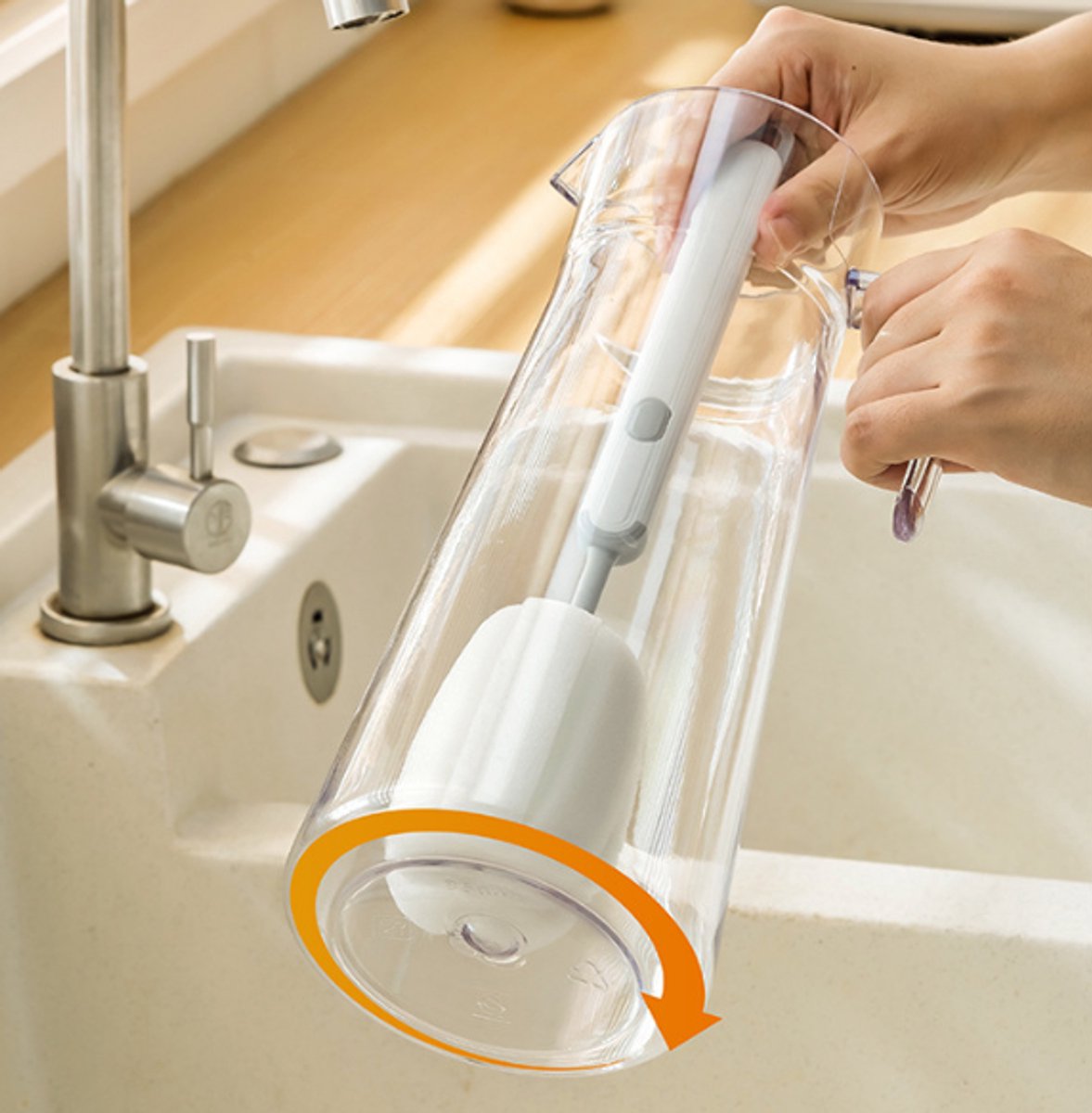 Brush - Detachable sponge brush - Long-handled bottle brush - Suitable for coffee cups, glasses and other kitchen utensils. - Image 3