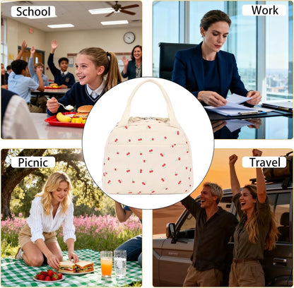 Cooler Bags - Lunch Bag - Handle Strap - Cooler Bag - Lunch Bag - Insulated Cooler Bag - Picnic Bag - 25.5*21*17cm - Suitable for work, office, travel and picnics（White） - Image 3