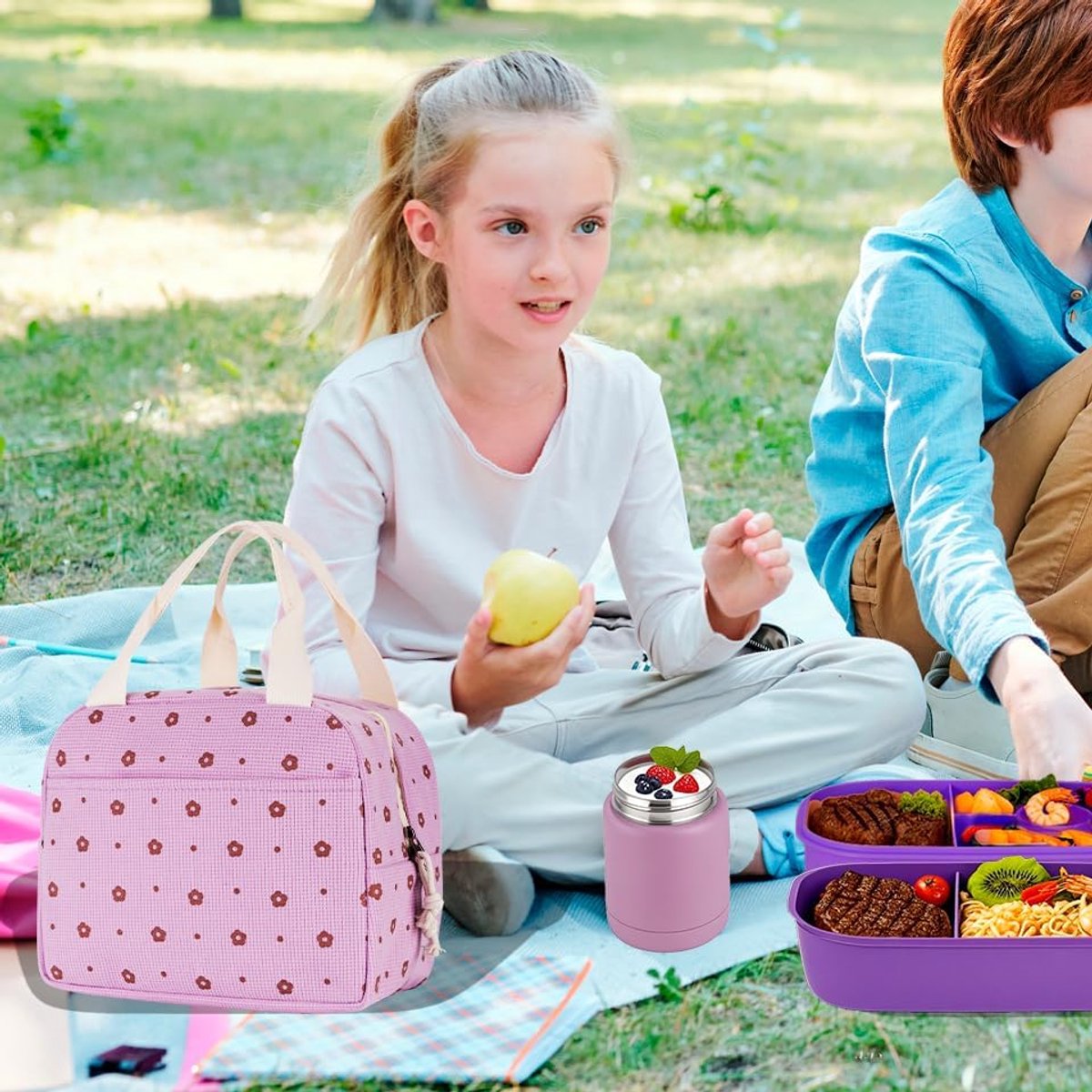 Cooler Bags - Lunch Bag - Handle Strap - Cooler Bag - Lunch Bag - Insulated Cooler Bag - Picnic Bag - 25.5*21*17cm - Suitable for work, office, travel and picnics（White） - Image 4