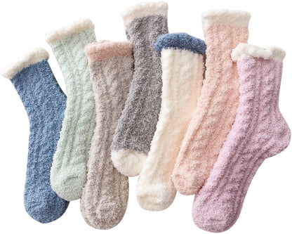 Slippers and socks - lounge socks - 7 pairs - Women's lounge socks - Soft and comfortable women's lounge socks - Comfortable, warm, thick and soft