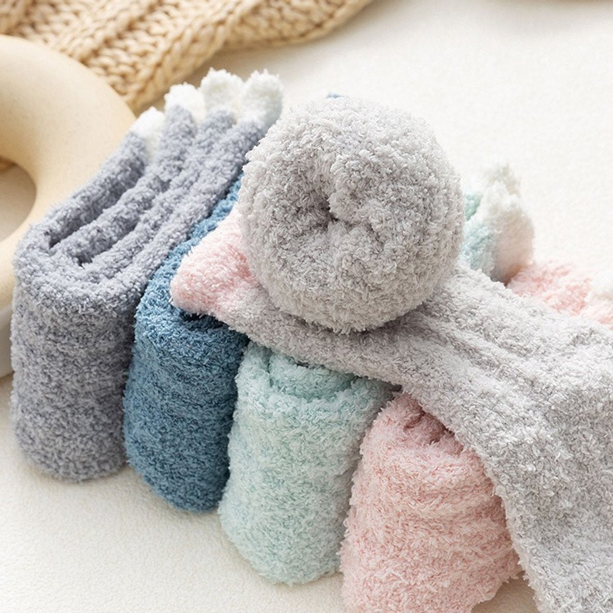 Slippers and socks - lounge socks - 7 pairs - Women's lounge socks - Soft and comfortable women's lounge socks - Comfortable, warm, thick and soft - Image 2