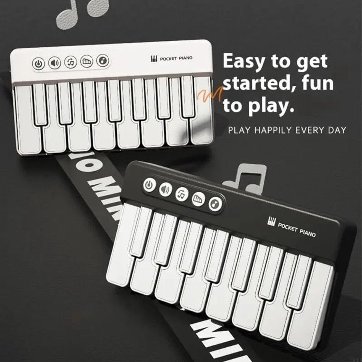 Mini Keyboard Piano - Piano for Kids - Toys for Children - Educational Toys - Portable Pocket Piano - Black - Image 7
