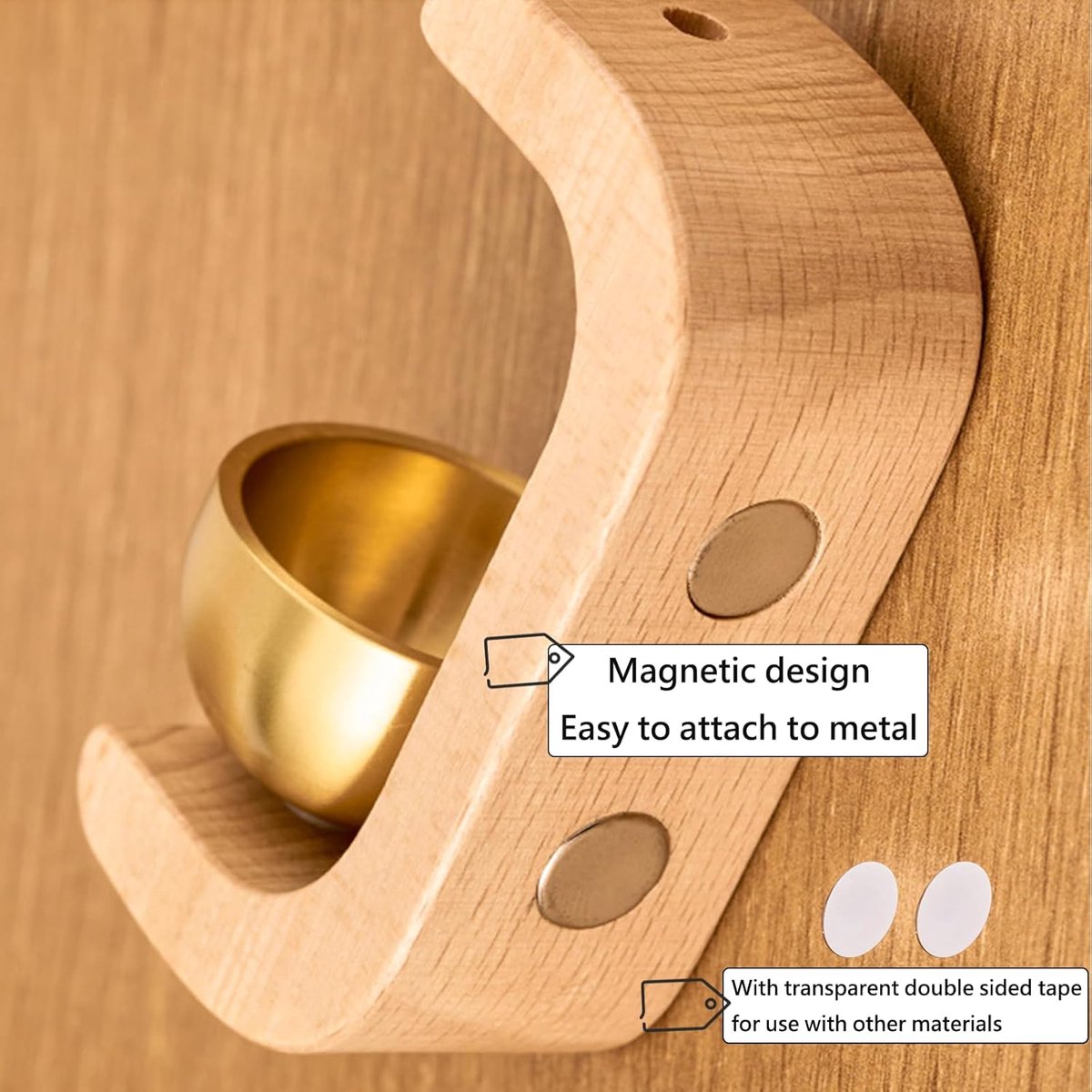Wind Chime - Magnetic Wind Chime - Wooden Doorbell - Wooden Shop Bell - For Opening Doors (Dark Brown) - Image 3